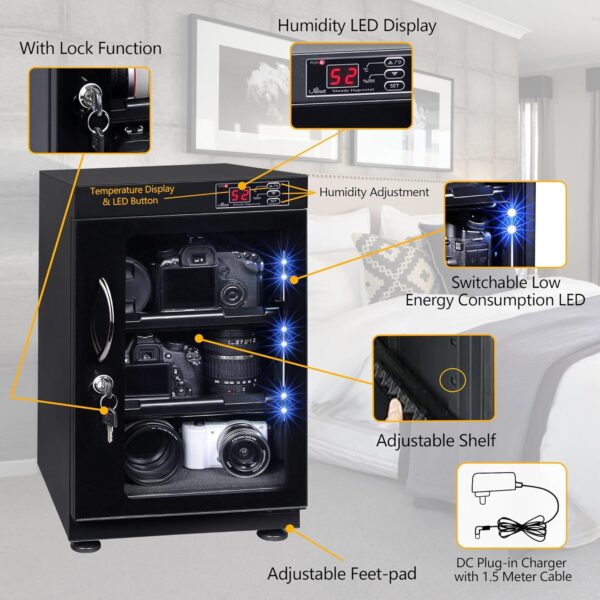 Toque em 38L de controle de gabinete seco de controle de controle de LED automático 38L para lente de câmera DSLR - Imagem 6