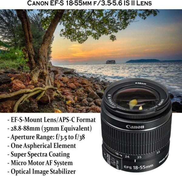 Canon EOS Rebel T7 DSLR Camera with 18-55mm is II Lens + Canon EF 75-300mm f/4-5.6 III Lens and 500mm Preset Lens + 32GB Memory + Filters + Monopod + Professional Bundle (Renewed) - Image 3