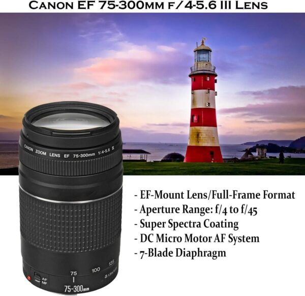 Canon EOS Rebel T7 DSLR Camera with 18-55mm is II Lens + Canon EF 75-300mm f/4-5.6 III Lens and 500mm Preset Lens + 32GB Memory + Filters + Monopod + Professional Bundle (Renewed) - Image 4