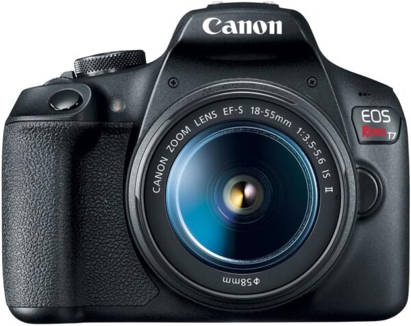 Câmera DSLR da Canon EOS Rebel T7 com lente de 18-55mm com cartão de memória de 64 GB + bolsa de câmera + filtro UV de 58 mm + pano de limpeza de microfibra (5 itens) - Imagem 2