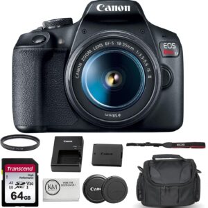 Câmera DSLR da Canon EOS Rebel T7 com lente de 18-55mm com cartão de memória de 64 GB + bolsa de câmera + filtro UV de 58 mm + pano de limpeza de microfibra (5 itens)
