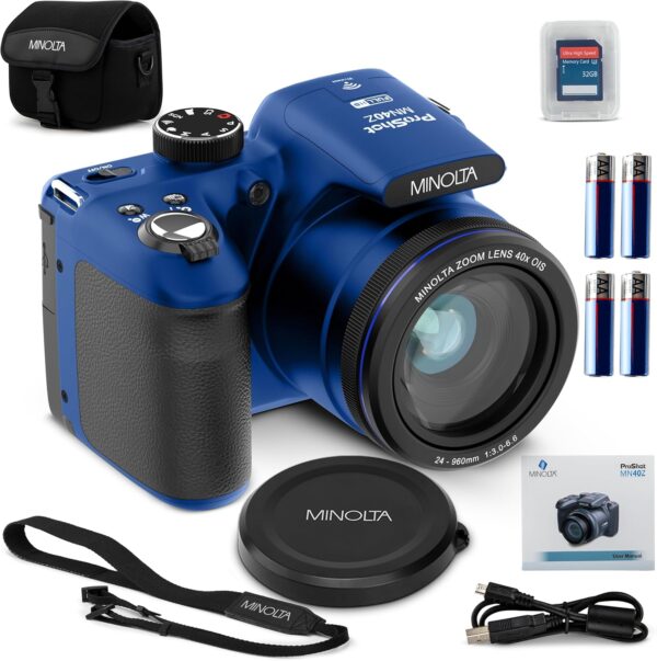 Câmera digital Minolta MN40Z 20MP-Zoom óptico 40x, vídeo de 1080p FHD, 3,0 "LCD, Wi-Fi, Detecção de rosto/sorriso/pisca-azul