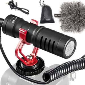 MOVO VXR10 MICL UNIVERSAL SPINGUN para câmera - Microfone de câmera para smartphones DSLR, iPhone e Android - Compatível com Canon EOS, Nikon e Sony Cameras - com Mount Shop, Deadcat Windscreen
