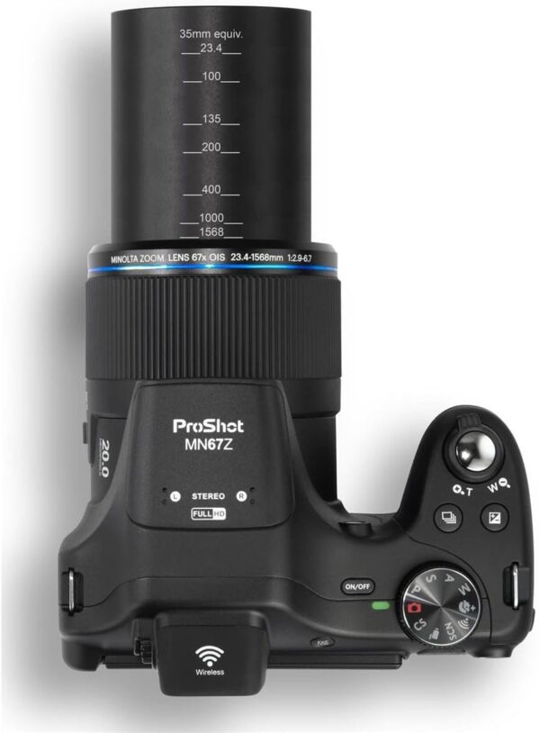 Minolta Pro Shot 20MP Digital Camera – 67x Optical Zoom, Full 1080p HD Video, Optical Image Stabilization, Wi-Fi, 3-inch Articulating LCD Screen, 27 Scene Modes – Includes 16GB SD Card (Black) - Image 2