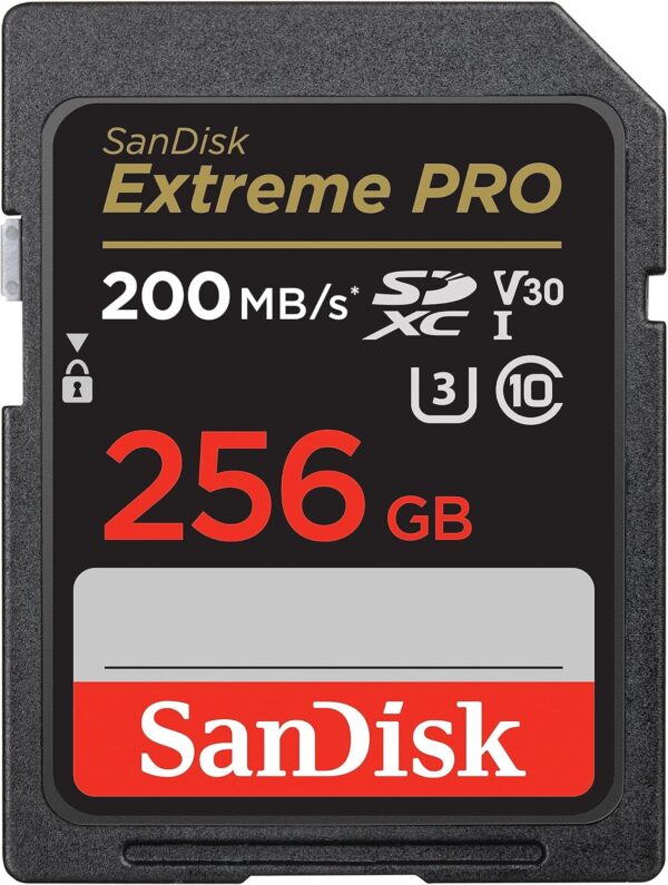 Sandisk 256 GB Extreme Pro SDXC UHS-I Memory Card-C10, U3, V30, 4K UHD, cartão SD-sdsdxxd-256g-gn4in, cinza escuro/preto
