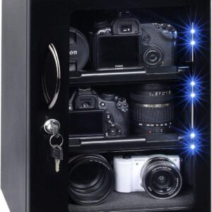Toque em 38L de controle de gabinete seco de controle de controle de LED automático 38L para lente de câmera DSLR
