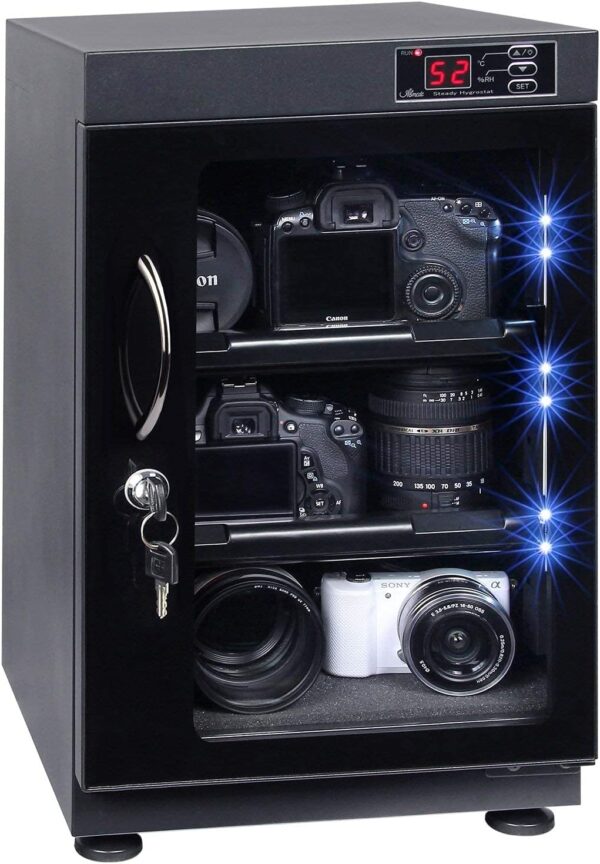 Toque em 38L de controle de gabinete seco de controle de controle de LED automático 38L para lente de câmera DSLR
